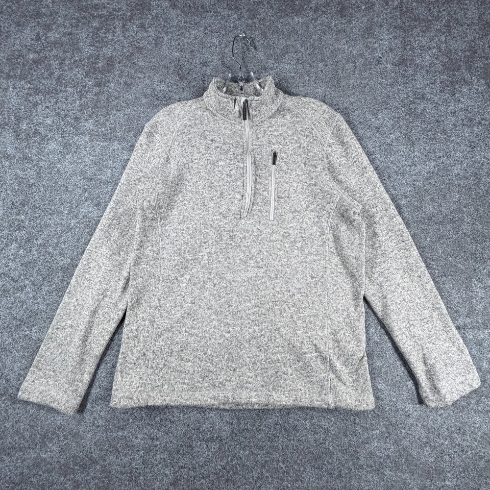 Woolrich Sweater Mens Medium Heathered Gray Tight Knit Mock Neck Quarter Zip